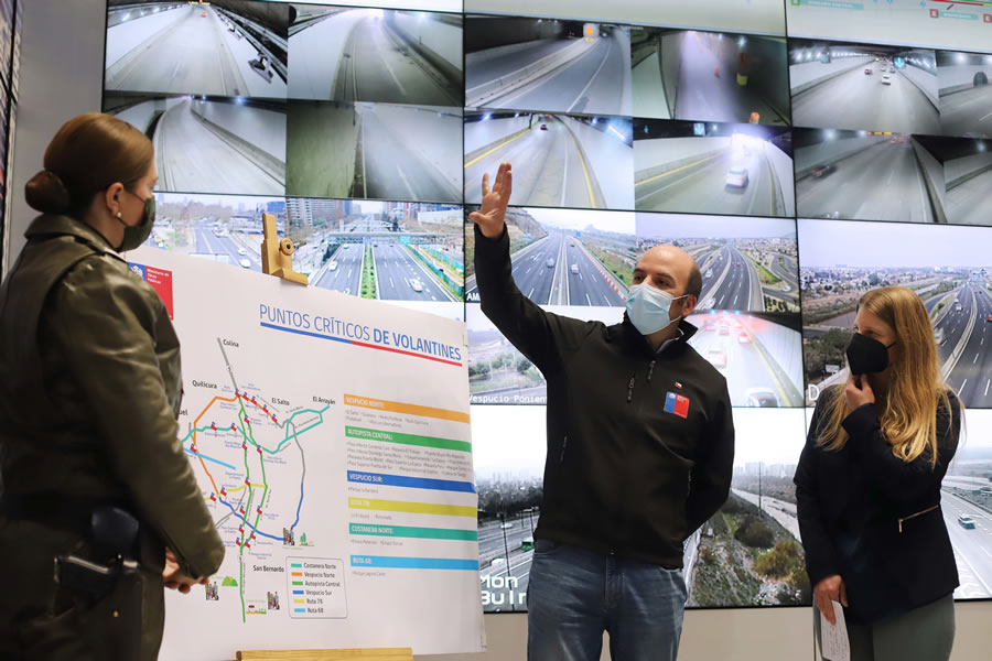 MOP da a conocer mapa de puntos de riesgo de accidentes por volantines en autopistas de la Región Metropolitana