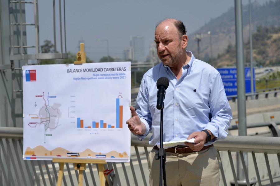 Ministro Moreno entregó cifras que ratifican descenso de la movilidad en carreteras interurbanas durante este verano